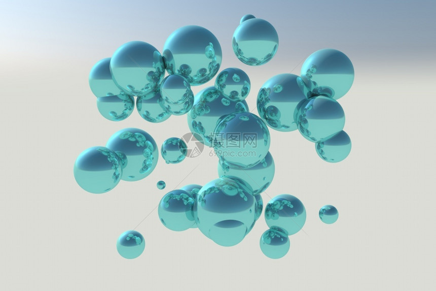 明亮的蓝色显示在空间漂浮的面积3D颜色科学图片