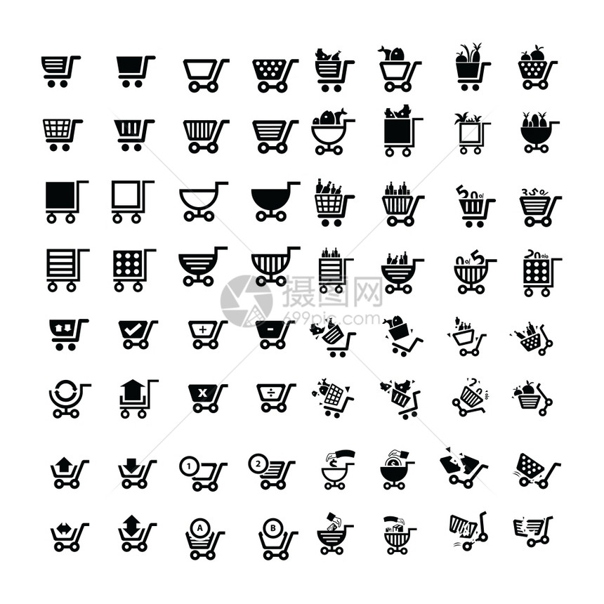 购物车图标设计64项店铺篮子大车图片
