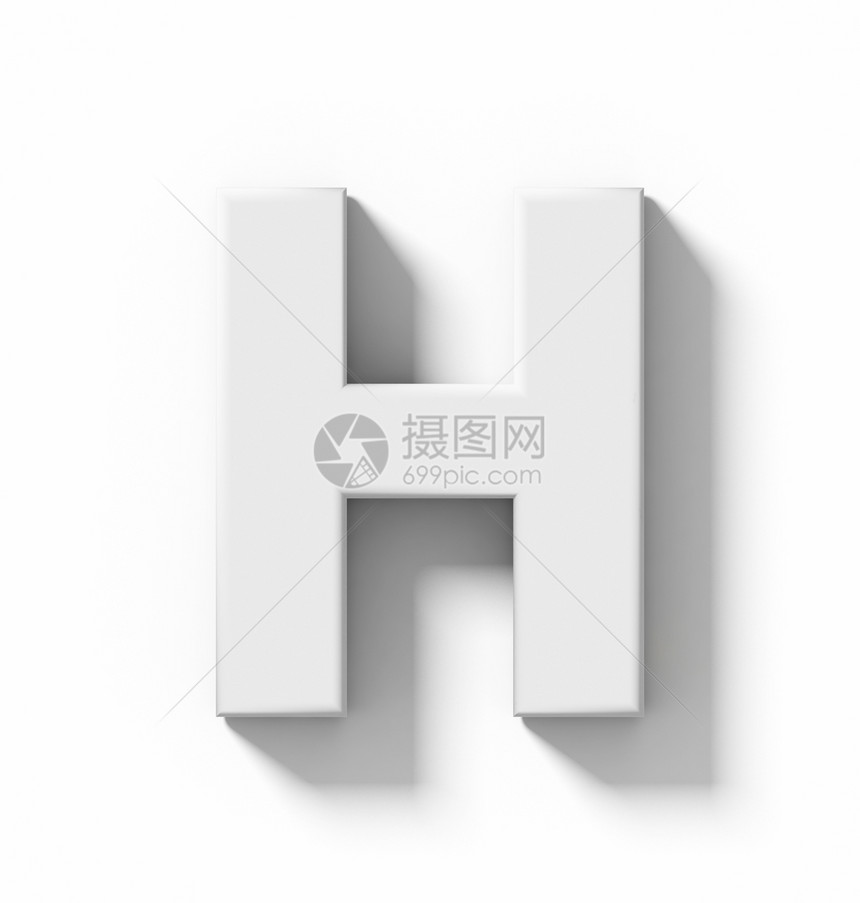 斜抽象的H3D白色在上隔离有阴影垂直投3D字体图片