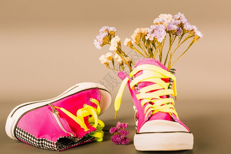 鞋类交谈带干装饰花的运动鞋蕾丝图片