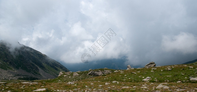 山间的森林和草地的美景图片