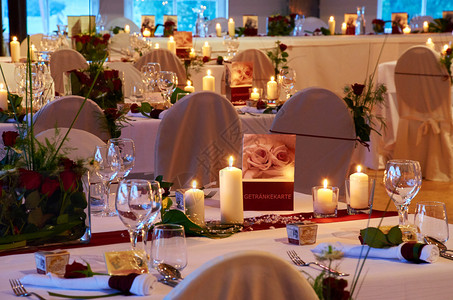 婚礼餐厅派对布置背景图片