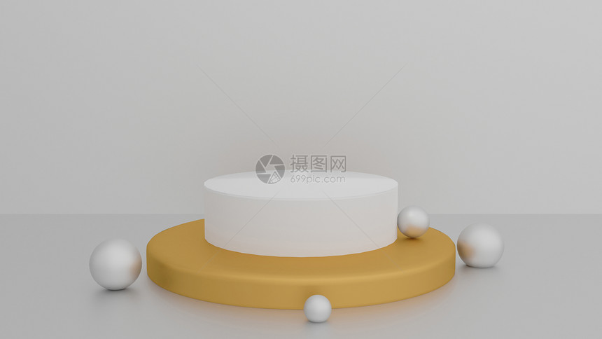 展览圆桌讲台3d插图白色背景3d优雅的介绍金子图片