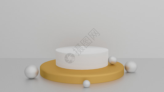 展览圆桌讲台3d插图白色背景3d优雅的介绍金子图片