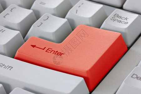 配饰计算机键盘上的红色输入按钮电脑进图片