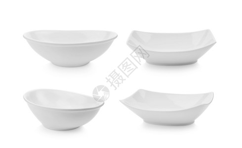白色背景的空陶瓷碗最佳的厨具图片