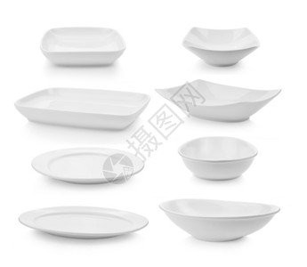 餐厅白色背景的空陶瓷碗厨房白的图片