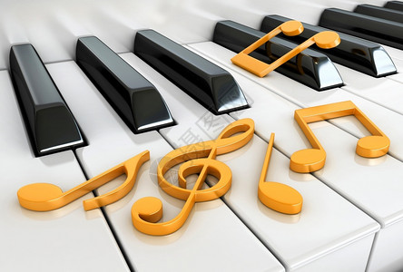 钢琴会3d钢琴键和笔记的3d音乐概念的会设计图片