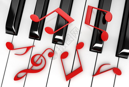3d钢琴键和笔记的3d乐队渲染音背景图片