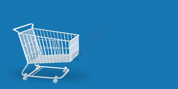 商业蓝色的象征3d以蓝色背景显示白购物墨盒的3d投影插图图片