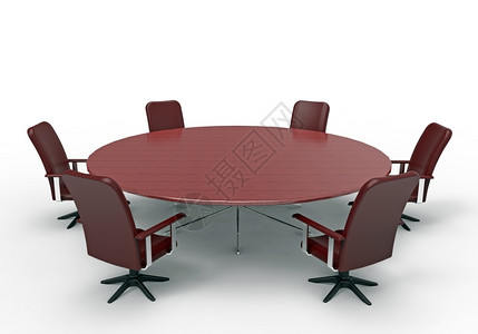 现代的会议桌有6张白背景3D投影的六席会议桌子插图图片