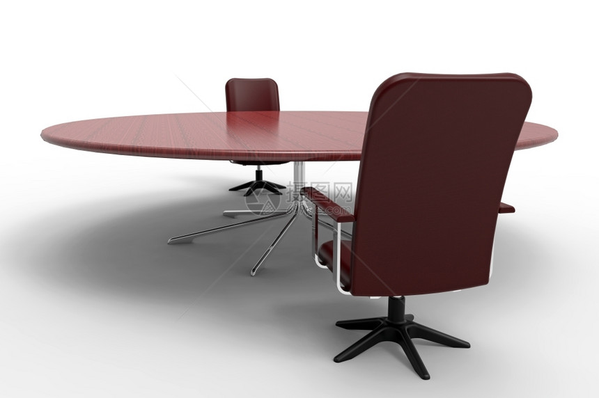 插图桌子白色的会议有两张白背景三维3D投送的椅子图片