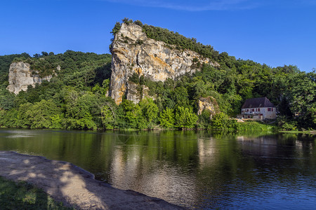 水路佩里戈尔法国新阿quitaine地区多尔德涅河的风景旅行背景图片