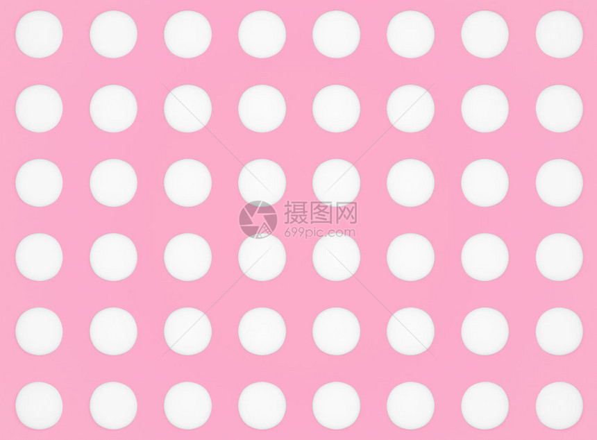 艺术白色的3d使粉红背景上的甜白圆点模式无缝的图片