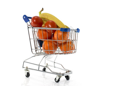 新鲜水果促销展板装满新鲜水果的购物车背景