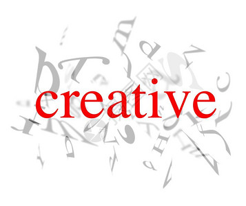 有创造力的形象插图白色背景上的红创意词背景上有灰色字母图片