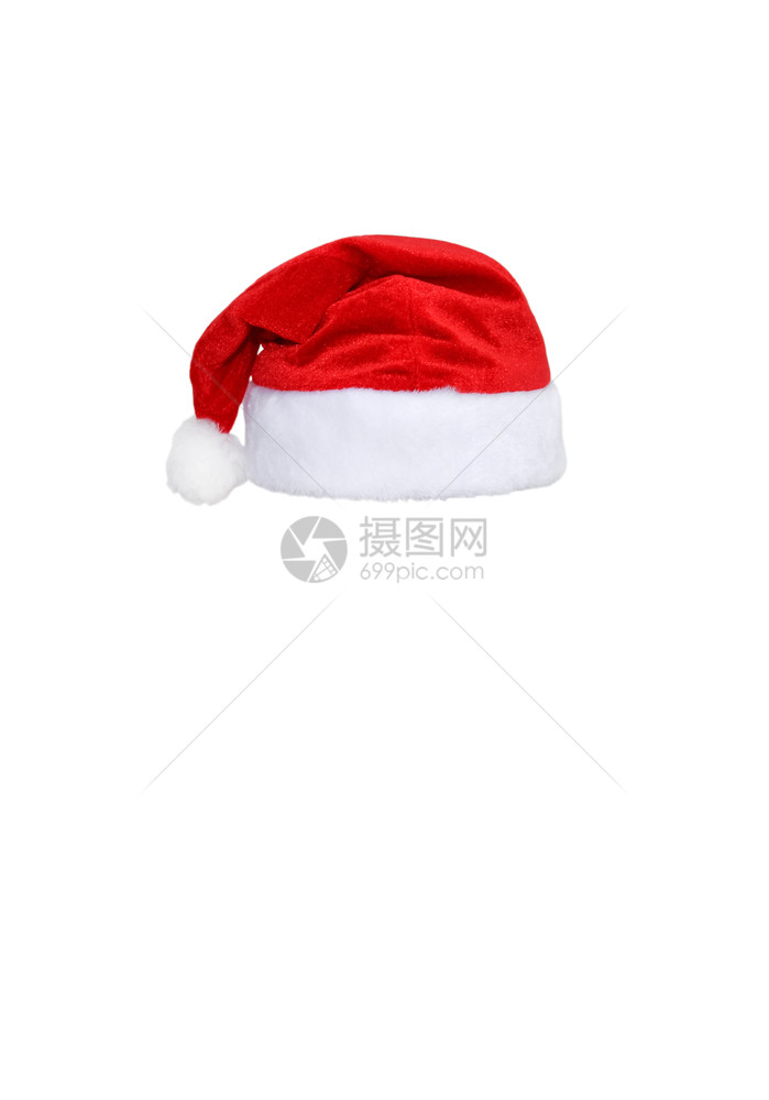 圣诞老人红色帽子隔离在白背景红圣诞帽子或隔离在白色圣诞老人红帽子隔离在白背景圣诞节纺织品颜色图片
