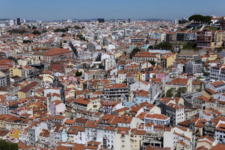 城市景观旅行艾伦对葡萄牙里斯本市屋顶的高层观察请访问Lisbon图片