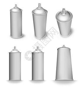 喷嘴瓶子空雾气剂可以从不同角度瓶装白色背景孤立的空喷雾剂可以变化目的图片