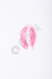 纸象征吻白色背景上的粉红唇印图片