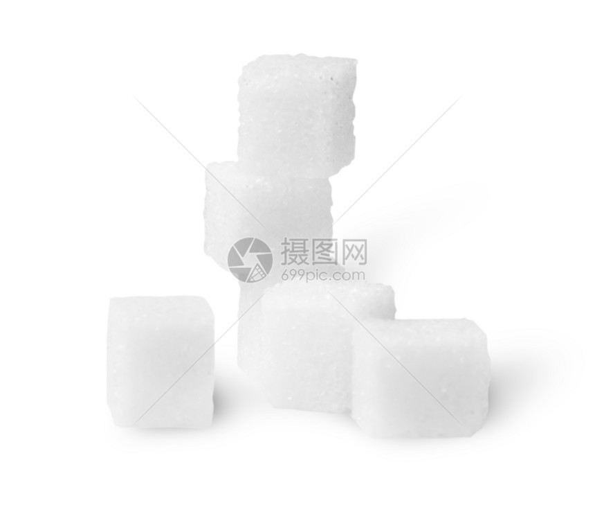 一些白色背景孤立的甘糖方体咖啡甜味剂白色的图片