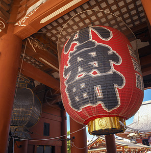 亚洲艾伦Kaminarimon日本东京朝usaKannon和Sensoji佛教寺门入口日本人背景图片