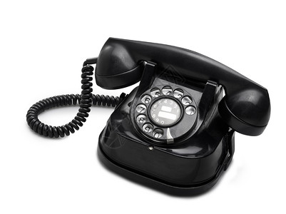 电缆热线手机白色背景的旧电话拨号路徑图片