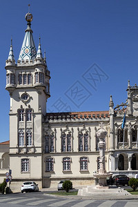 欧洲大厅旅游葡萄牙里斯本附近的辛特拉市建筑造了地方民政管理局的办公用房建设了在葡萄牙里斯本附近的辛特拉市大楼背景图片