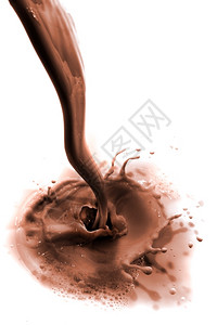 液体牛奶美味的将巧克力饮料倒在白色背景上与世隔绝图片
