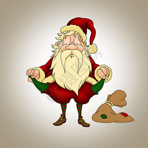 惆怅礼物假期克劳斯危机时空口袋的圣诞老人插画