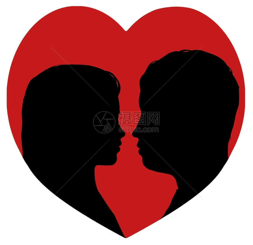 人们热情说明一对年轻夫妇在心脏形状中关怀图片