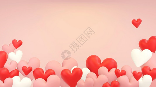 劳伦蒂乌爱渲染明信片粉红背景底有心脏形状瓦伦蒂纳人日的概念3d插图d解释设计图片