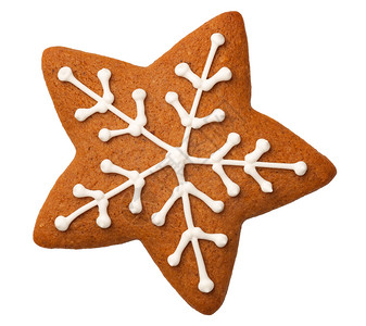 圣诞节的姜饼星干在白色背景中隔离在白底幕下象征曲奇饼甜的图片