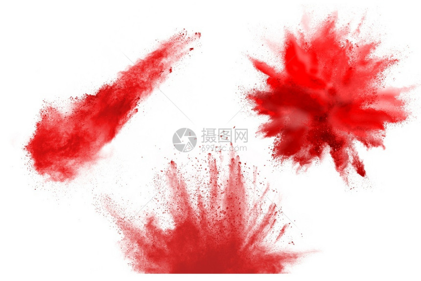 抽烟有创造力的白背景红色粉末爆炸彩云多的灰尘爆炸宇宙图片