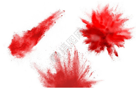 抽烟有创造力的白背景红色粉末爆炸彩云多的灰尘爆炸宇宙图片