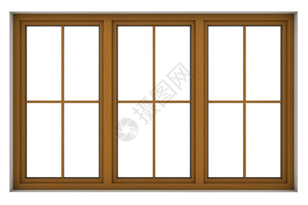 窗扉3d分离在白色背景上的木制窗框使成为白色的渲染设计图片