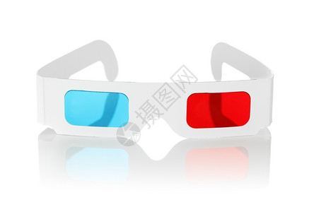 处置室立体可处置的廉价纸板3D眼镜白色上隔着红和青透镜一次设计图片