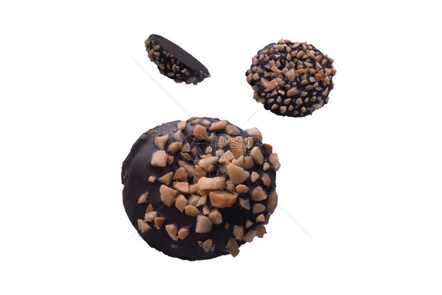 悬浮的坚果巧克力曲奇饼图片