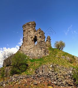 一种杜纳金盖尔语DunakinCastealMaol城堡是一个被毁的城堡位于苏格兰Skye岛Kyleakin村港口附近背景