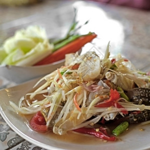 文化传统的有名泰国菜木瓜沙拉或索姆塔蔬菜图片