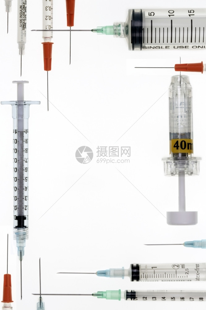 接种医疗选择注射器和皮下针头添加文字的空间医生药用图片