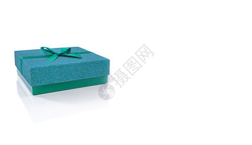 孤立在白色背景上的圣诞蓝绿色礼品盒生日圣诞节美丽的图片