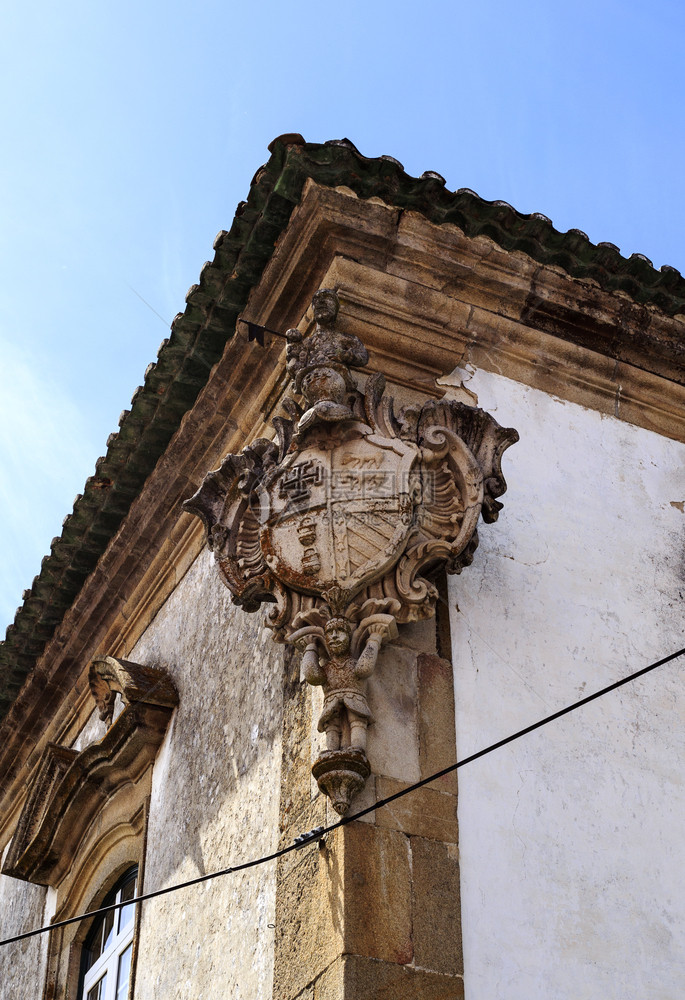 高贵巴洛克式卡斯特已故巴克风格的QuevedoPessanha庄园的徽章建于18世纪位于葡萄牙布兰科堡的卡里亚图片