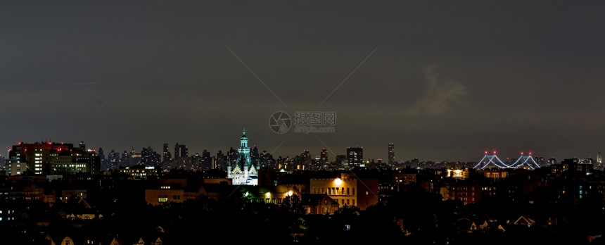 市中心城景观纽约皇后区曼哈顿夜空中的景象纽约市图片