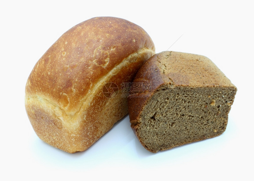 面包和油炸地壳的长面包卷饼被白隔离在色背景上面粉法国包文化图片
