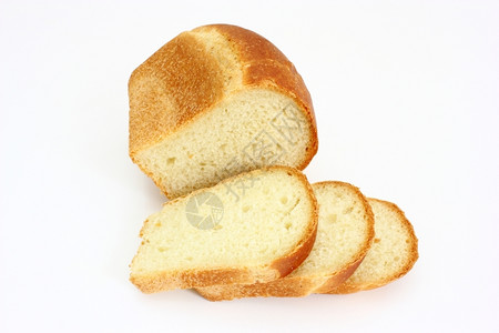 烘烤的所有面包和油炸地壳的长面包卷饼被白隔离在色背景上水平的图片