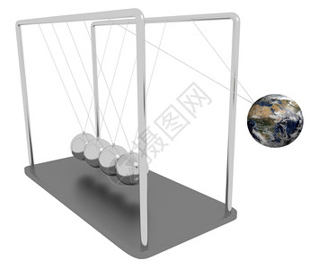 插图更换以行星地球取代的体之一显示牛顿斯摇篮NewtonsCradle桌面背景图片