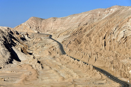 干旱美国泛太平洋高速公路穿过智利北部阿塔卡马沙漠的死谷Atacama地形背景图片