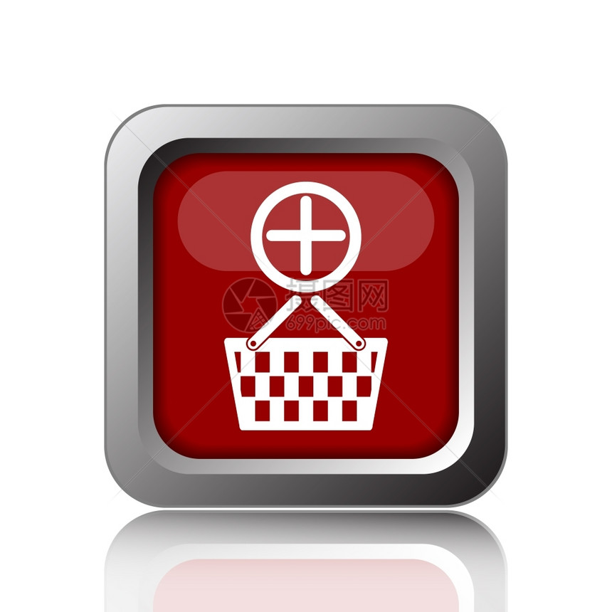 店铺购物添加到白背景上的篮子图标互联网按钮商业图片