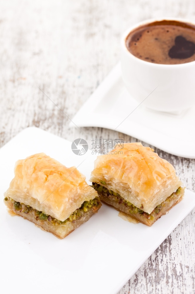 果仁蜜饼和咖啡土耳其文化东图片